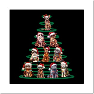 Cats Decoration Christmas Tree Family Xmas 2023 Posters and Art